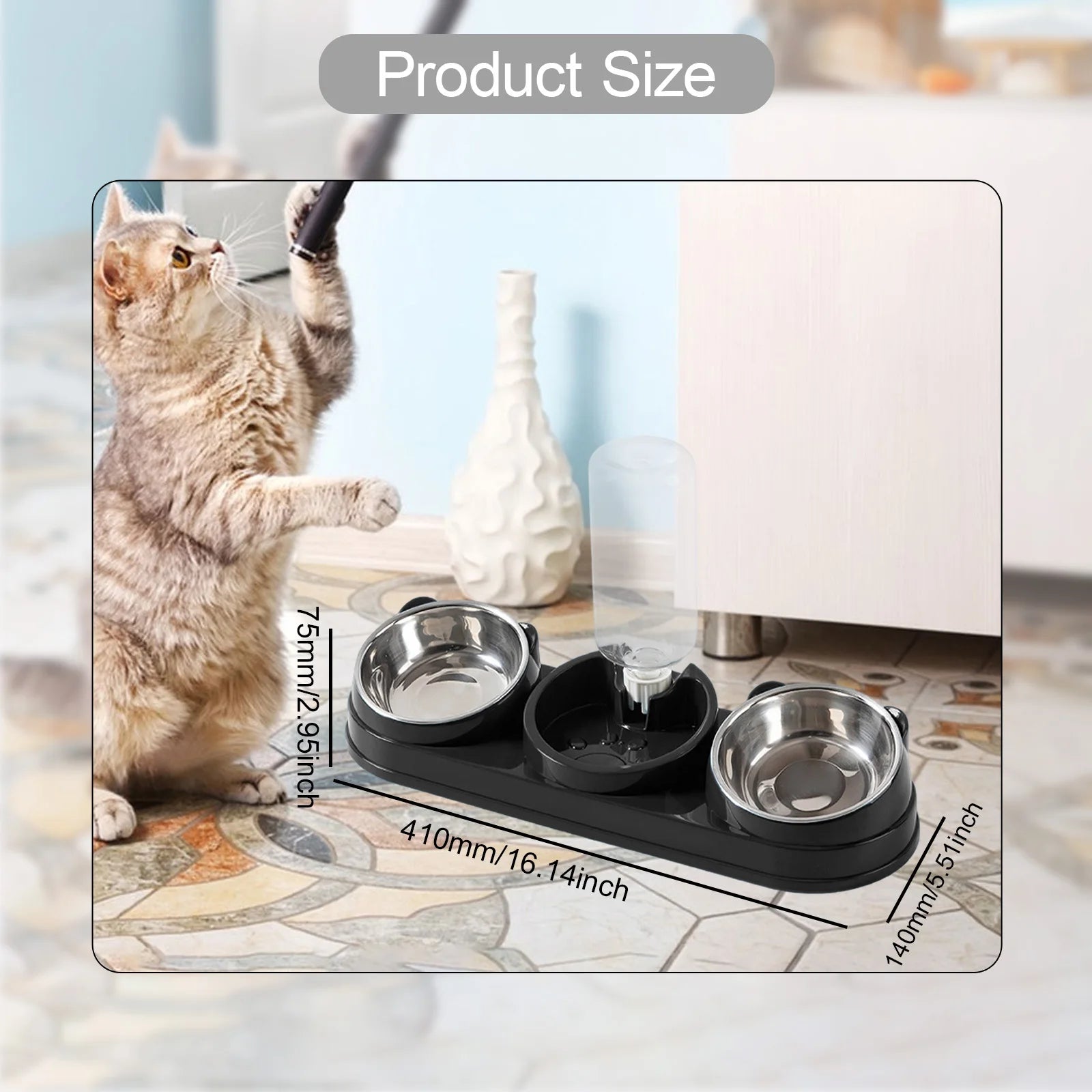 3-in-1 Raised Food and Water Bowl Set for Pets