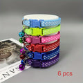6-Pack Cute Adjustable Cat Collars Bell Polyester Small Dogs