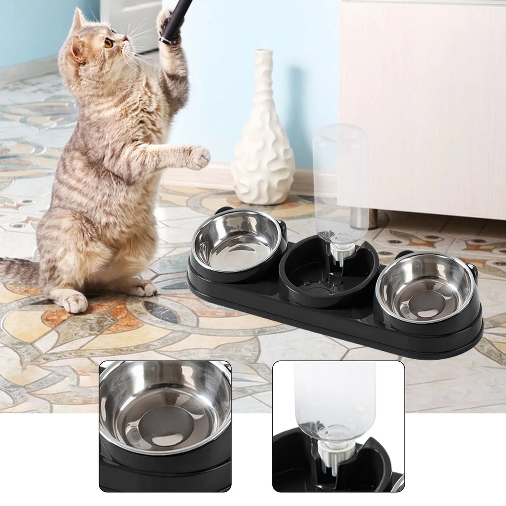 3-in-1 Raised Food and Water Bowl Set for Pets