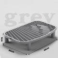 Dark gray cat litter box anti-tracking ramp with white wire-grid surface and four legs.
