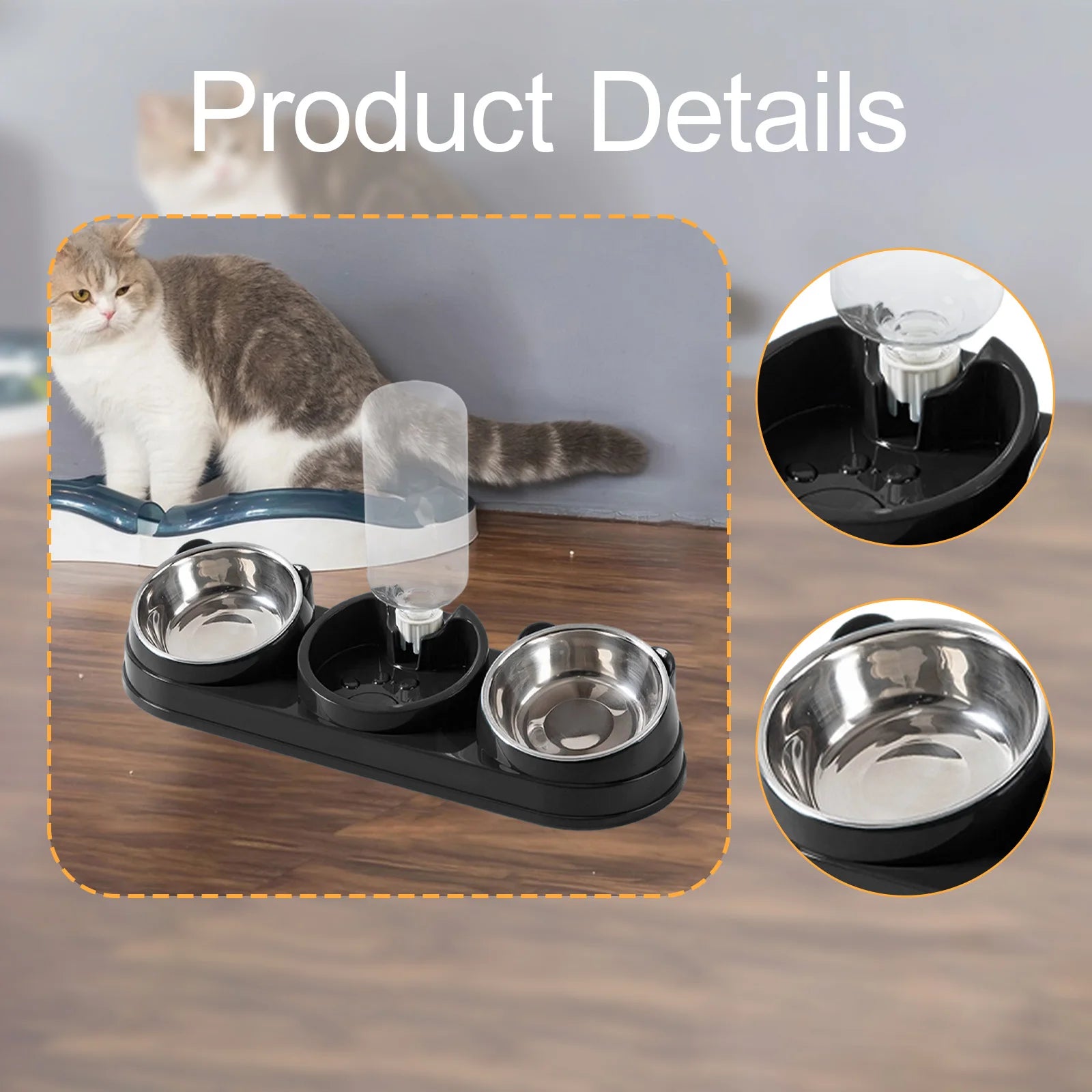 3-in-1 Raised Food and Water Bowl Set for Pets