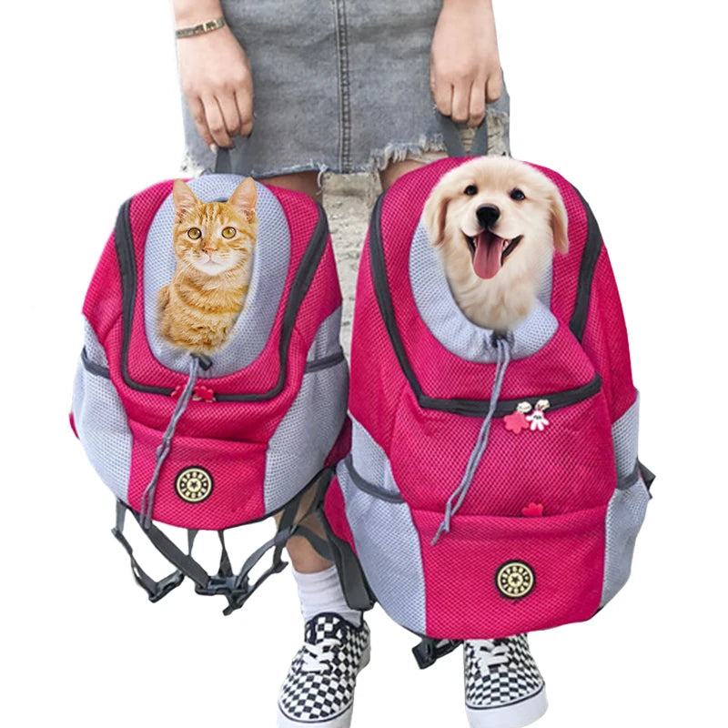 Double Shoulder Mesh Backpack Carrier for Cats Dogs