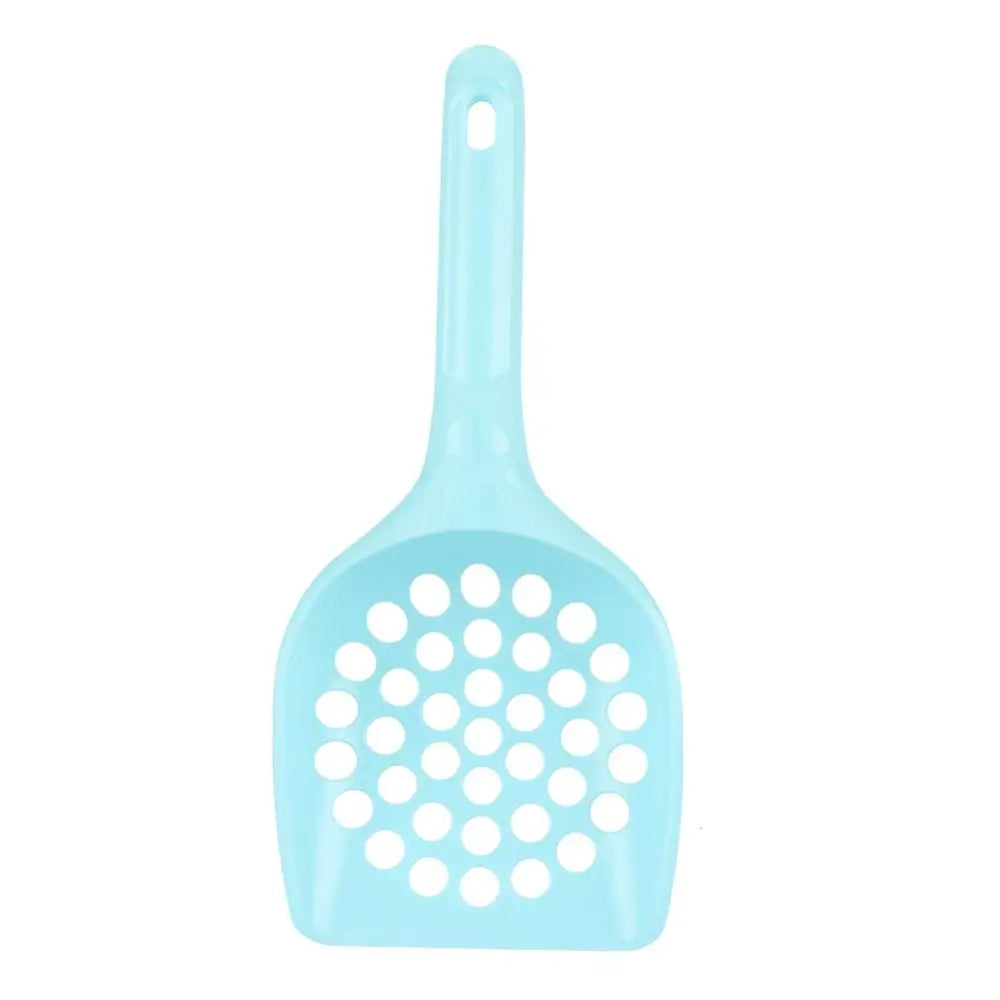Plastic sand cat litter scoop, light blue perforated shovel with handle