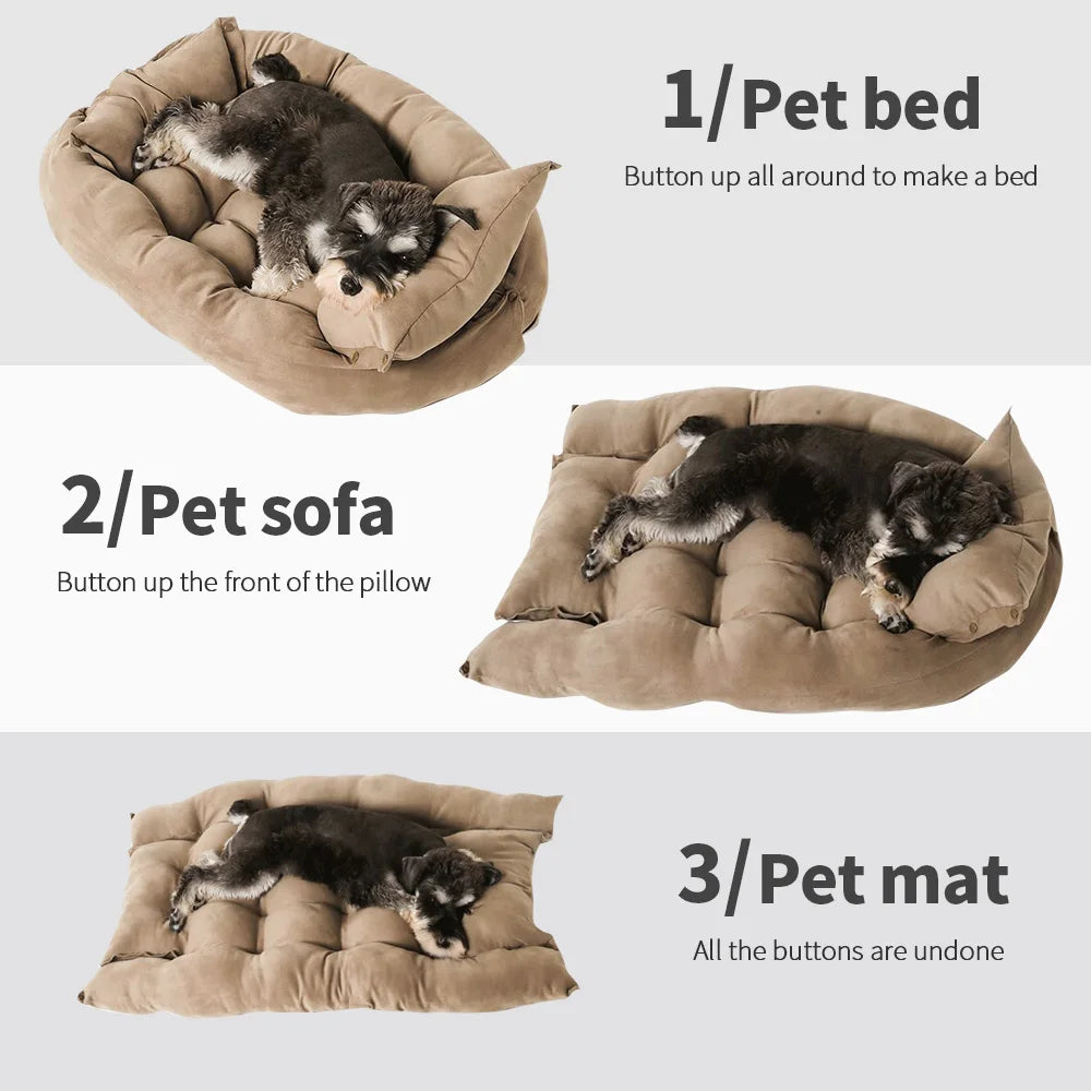 3 in 1 Dog Cat Sofa Bed Warm Winter Puppy Nest