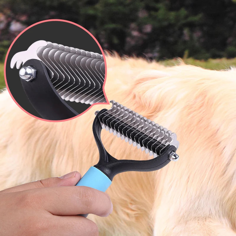 Double-Sided Dog Brush Hair Removal Detangling Comb Grooming Tool