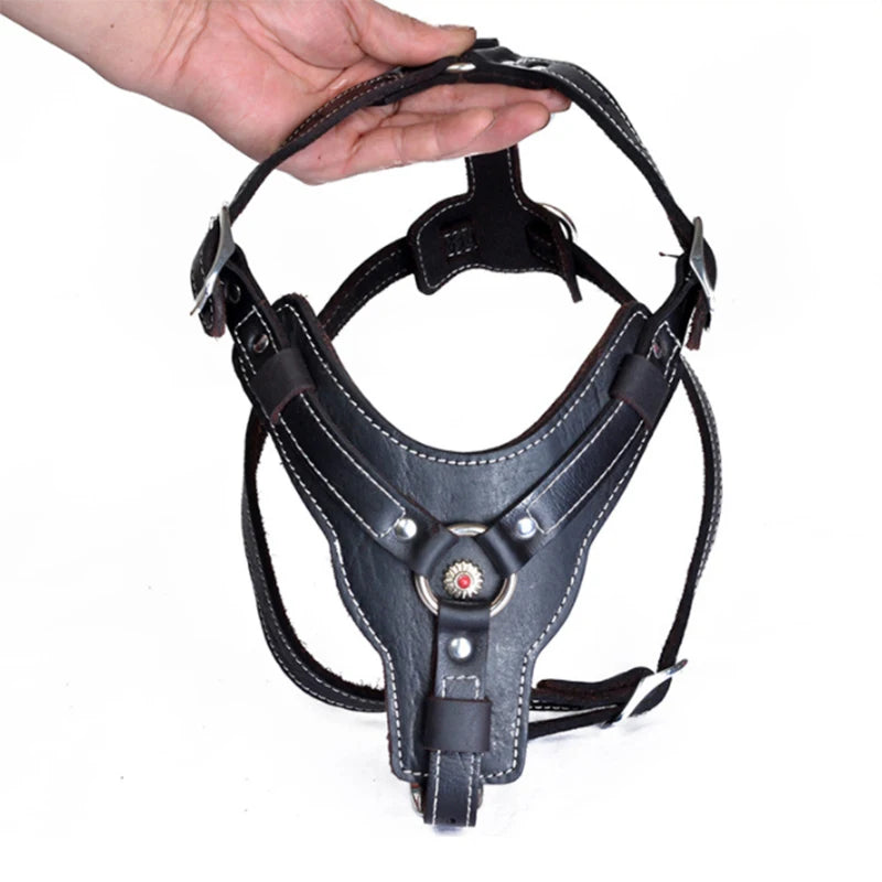 Real Leather Service Dog Harness Large Breed Training | PawJoyKwT