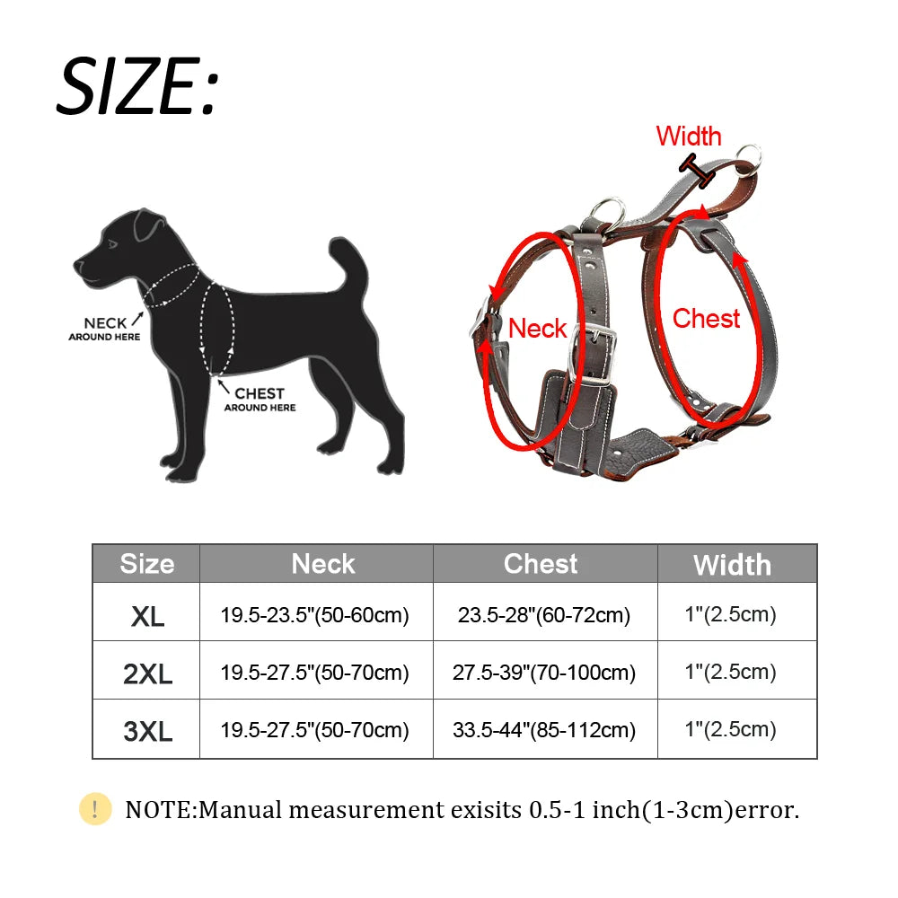 Genuine Leather Dog Harness Training Vest Quick Handle | PawJoyKwT