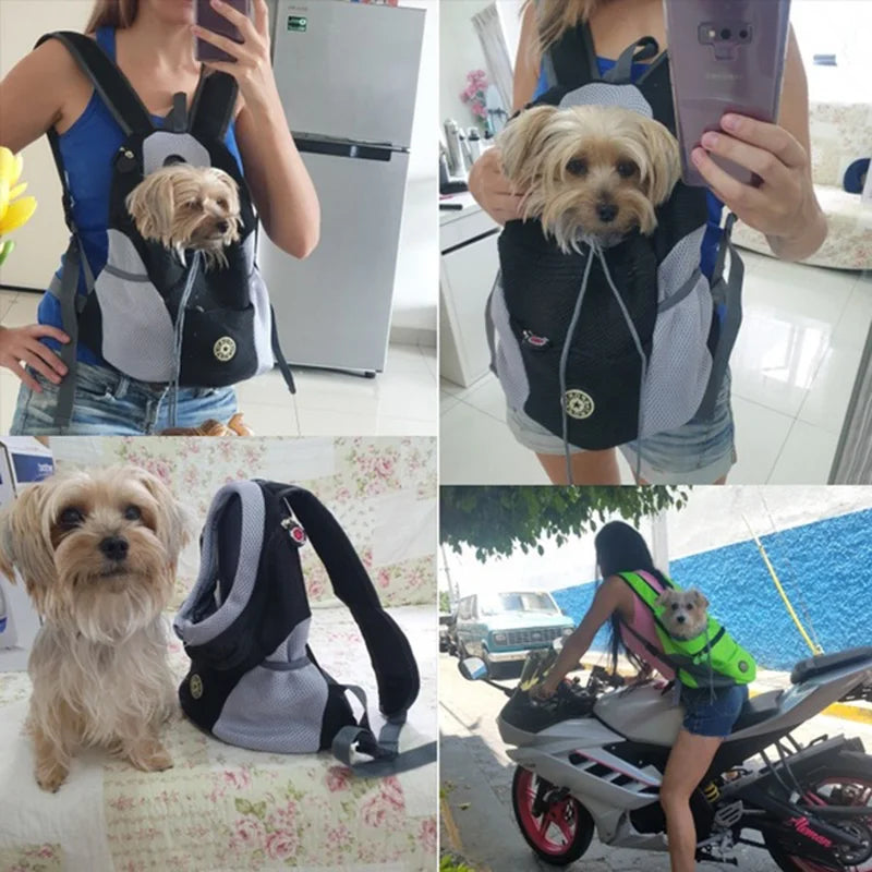 Double Shoulder Mesh Backpack Carrier for Cats Dogs