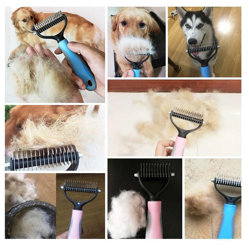 Double-Sided Dog Brush Hair Removal Detangling Comb Grooming Tool