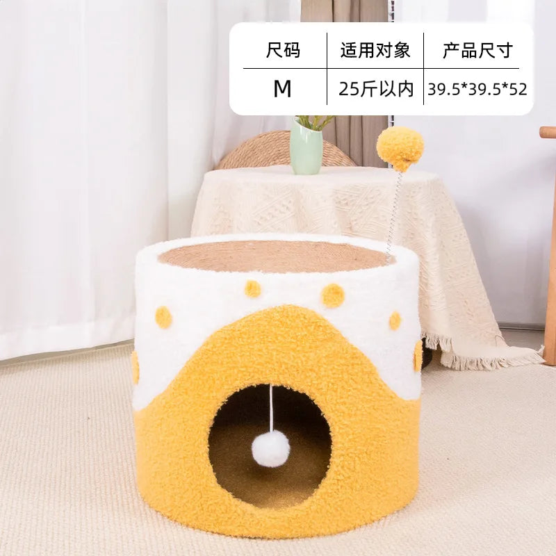 Sisal Barrel Cat Scratcher House Large Durable Pet Toy