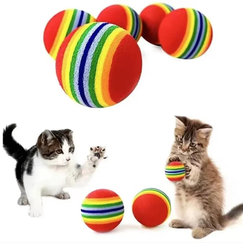 Colorful Rainbow Foam Fetch Ball Soft Chew Toy for Dogs