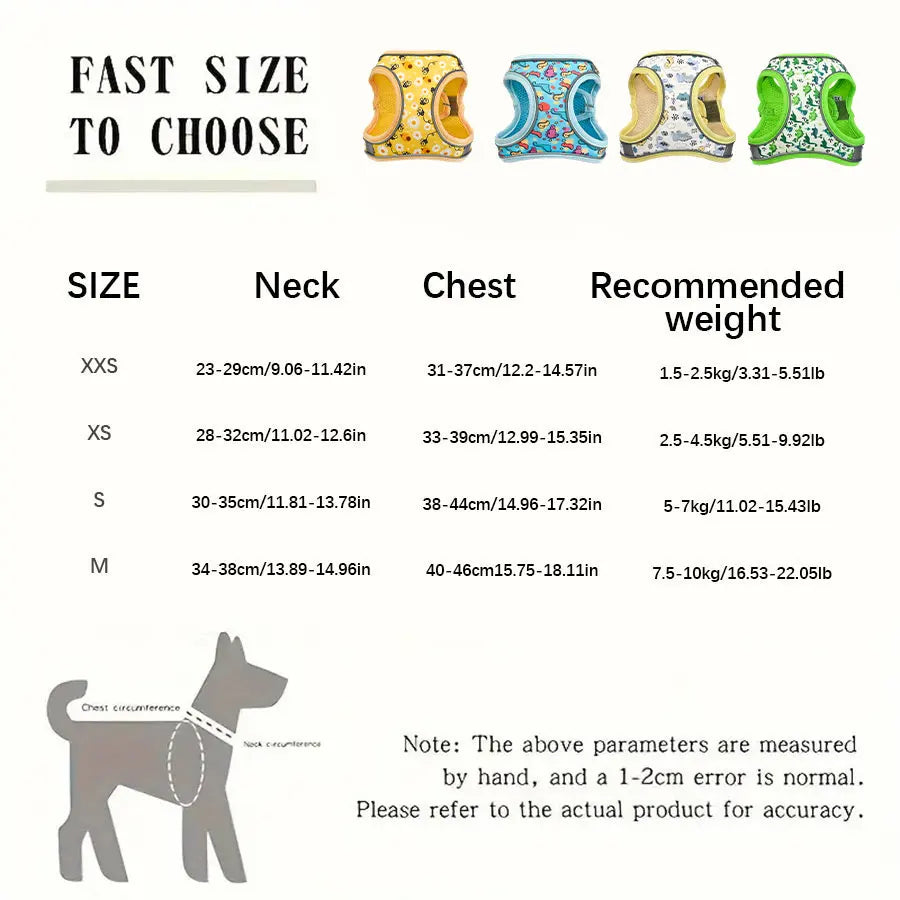 Honeycomb Mesh Dog Harness Leash Set Breathable | PawJoyKwT