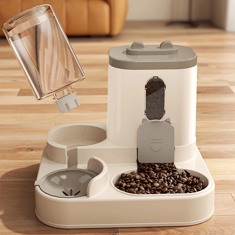 Integrated Auto Water Dispenser Cat Dog Food Bowl Pet Feeder
