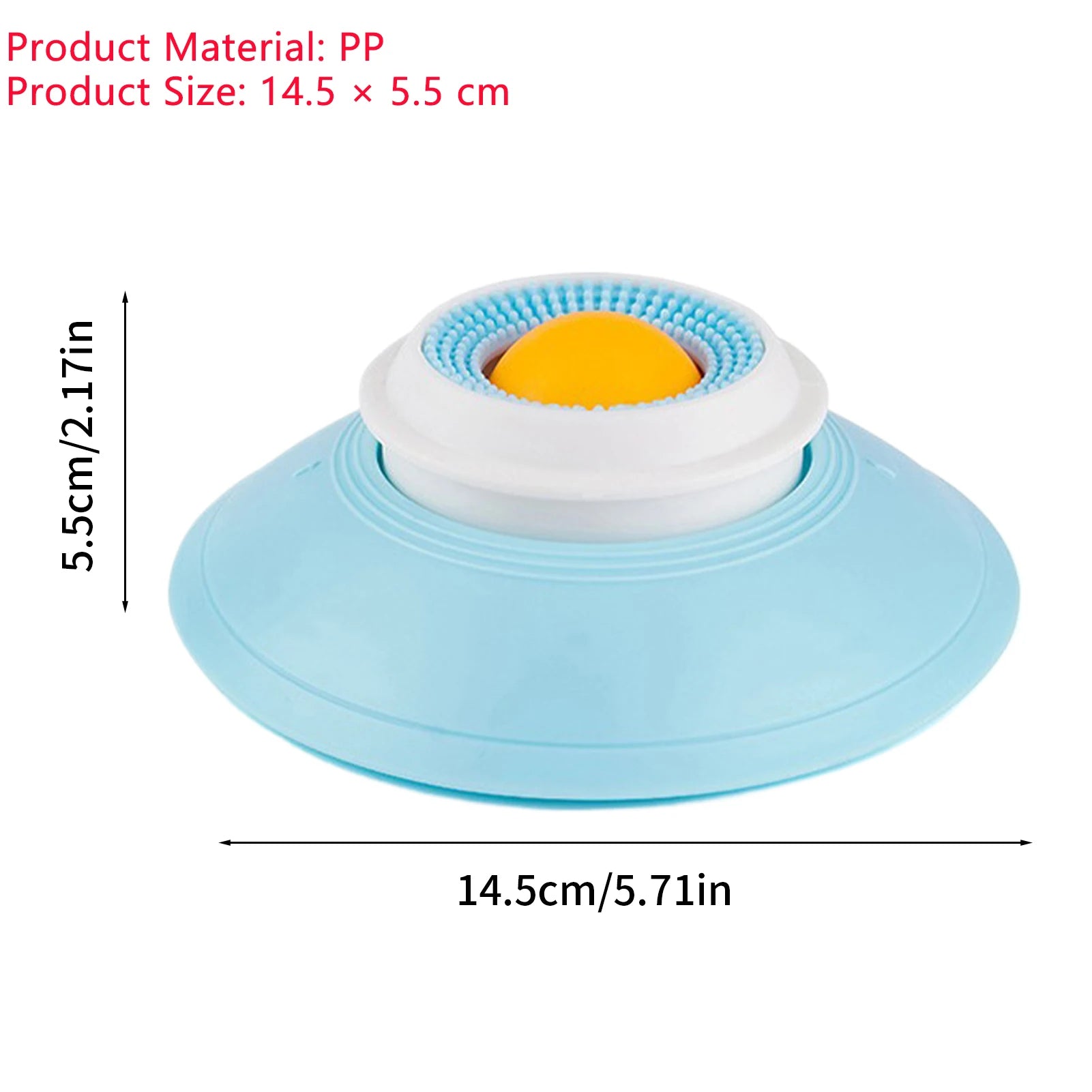Blue circular slow feeder puzzle toy base with white dome and textured blue rim