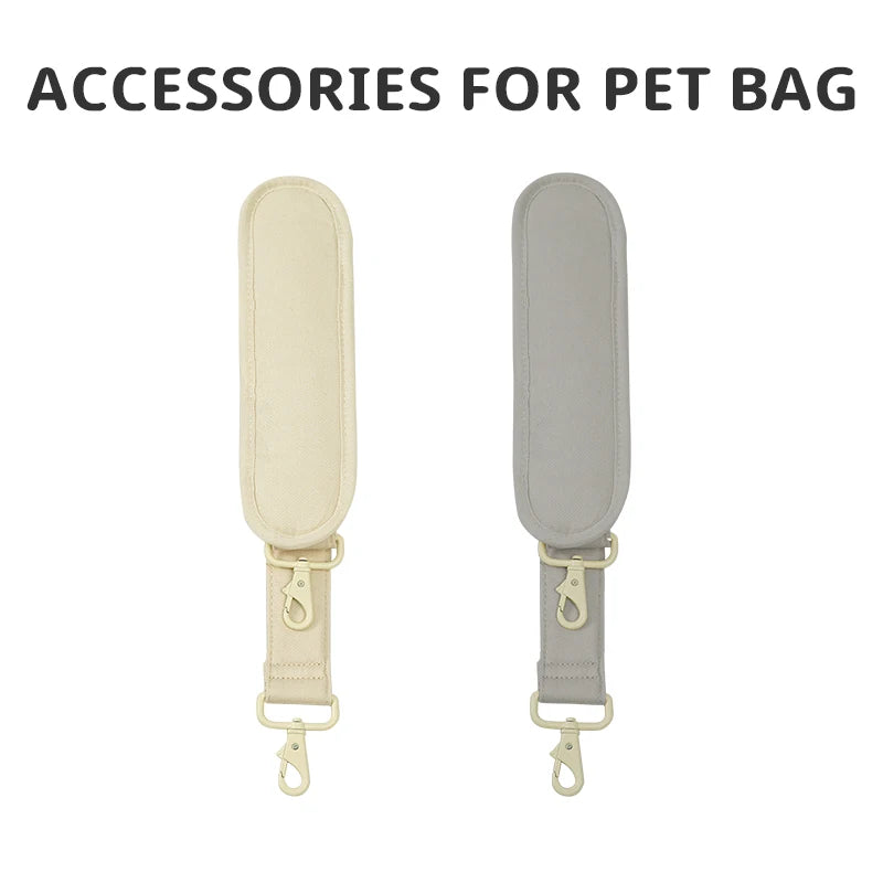 Pet bag belt accessory: light grey and rice white shoulder straps with buckles