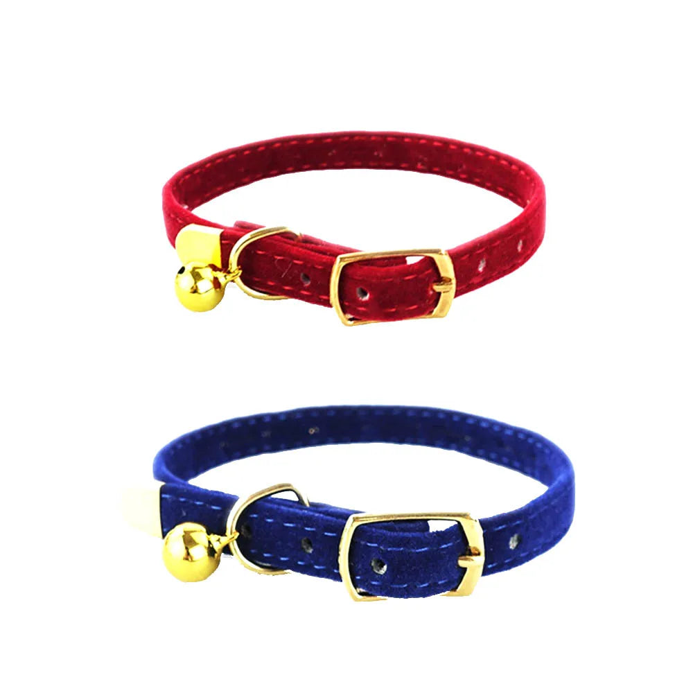Cat Collar Bell Safety Adjustable Solid Kitten Dog Necklace