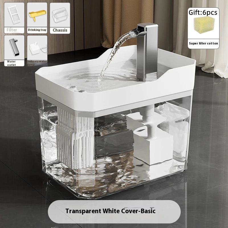 Clear-View Auto Pet Dispenser | Transparent Cat Water Fountain USA