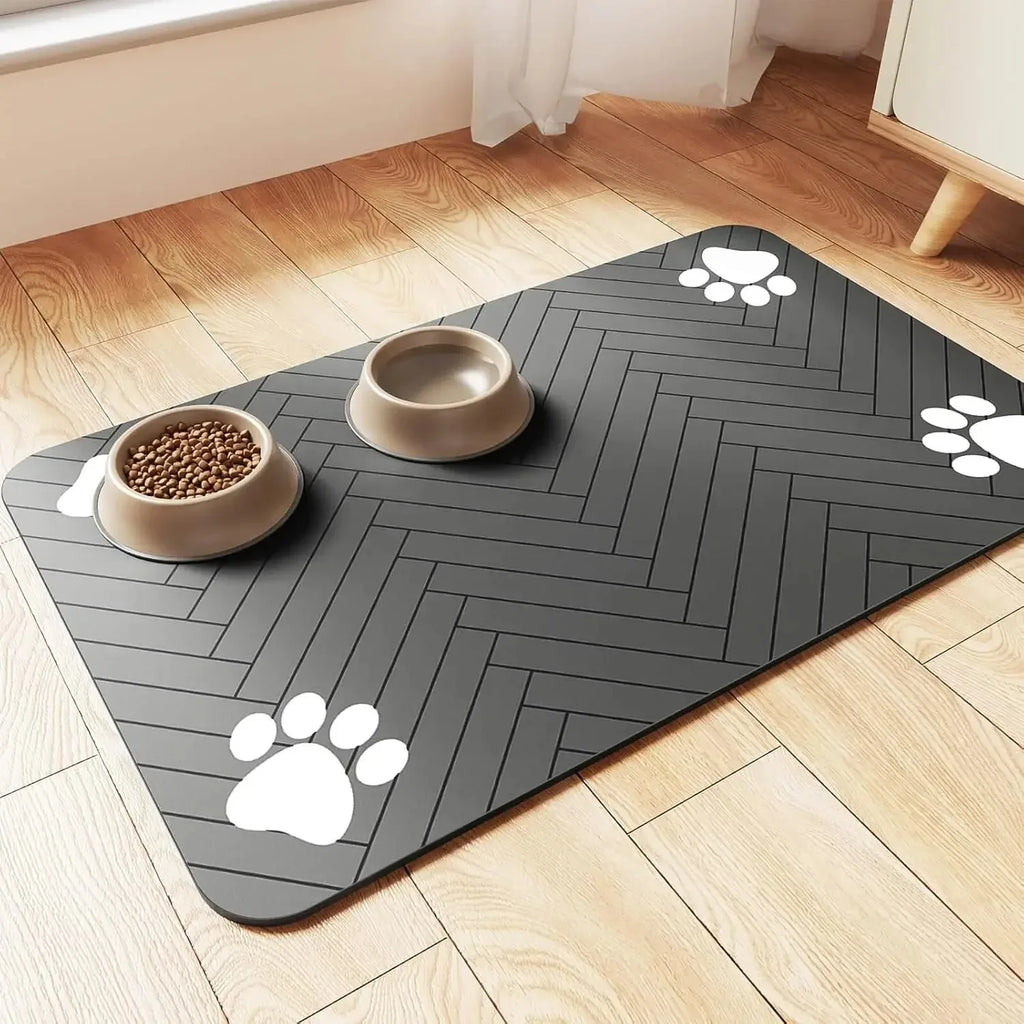 Quick-Dry Absorbent Pet Placemat with Waterproof Rubber Backing