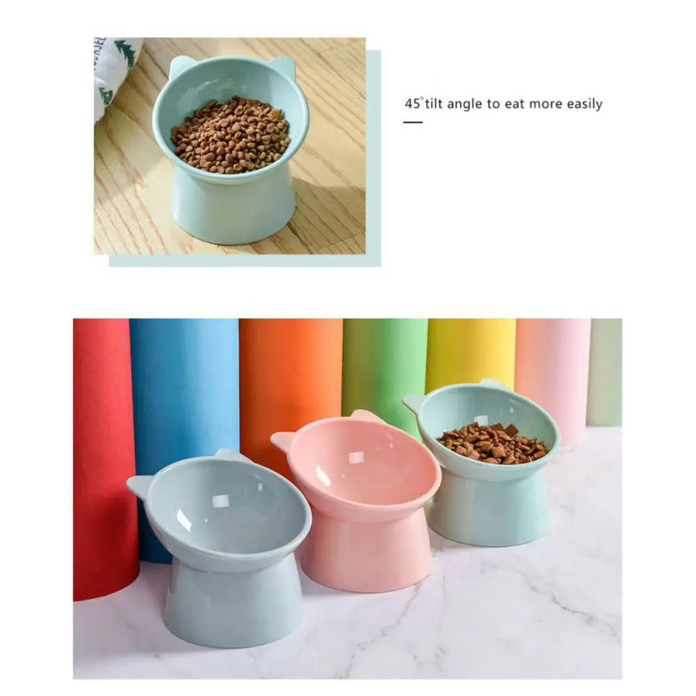 Slanted Elevated Dog Cat Feeder Bowl Food Water Feeding Cup