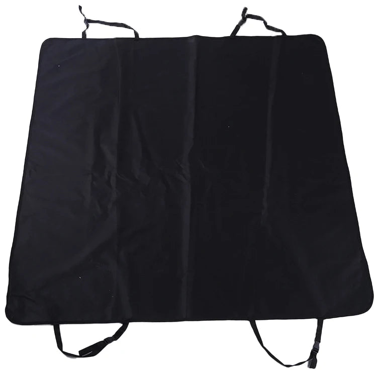 Black waterproof back seat pet cover mat folded with four corner securing straps