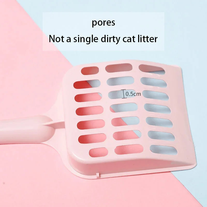 Cat litter sand scoop with square grid tray and pink handle
