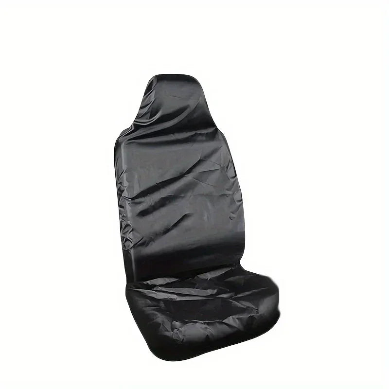 Black pet car seat protector fabric cover, single front seat cover with headrest.