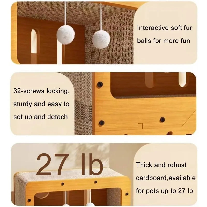 Two-Layer Cat House Bed Scratching Board Eco Friendly Indoor