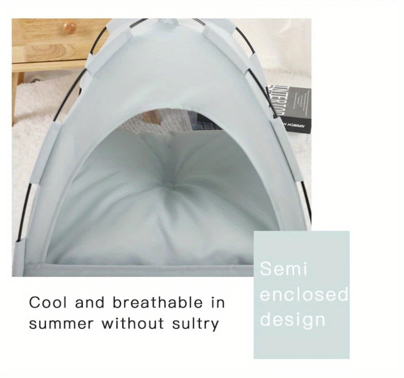 Foldable Canvas Cat Tent Bed Removable Semi-Enclosed Pet Sofa