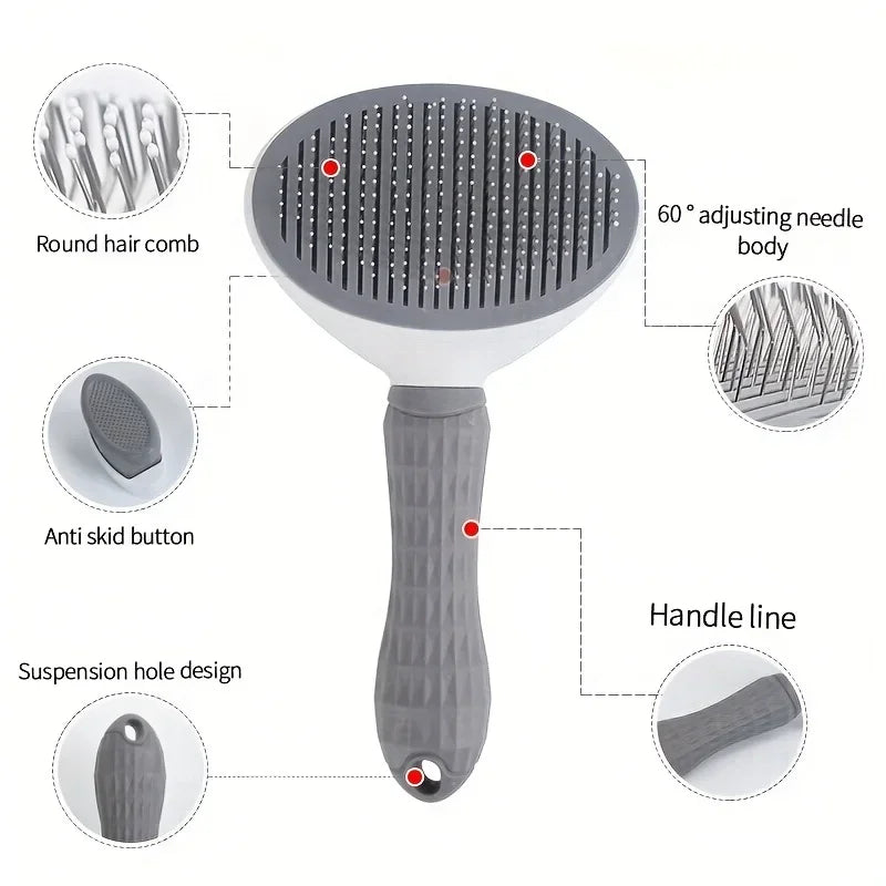 One-Click Pet Hair Removal Comb Brush for Cats and Dogs