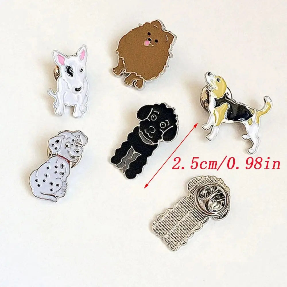 Cartoon dog enamel pin badge set with metal backing and clasp