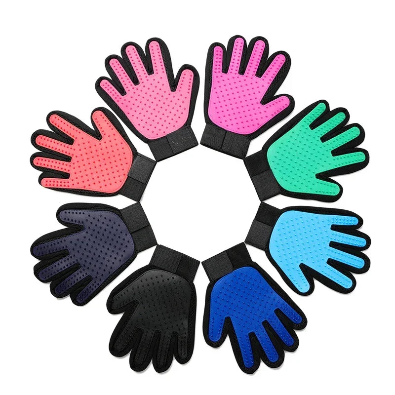 Silicone Pet Grooming Gloves Cats Hair Brush Comb Bathe Dogs Hair Removal