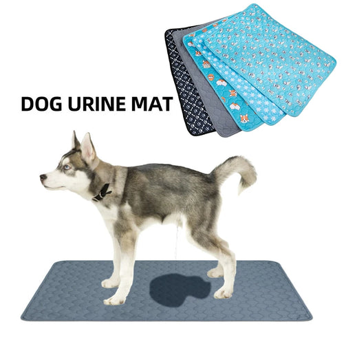 Dog cooling mat stack with blue corgi pattern and dark gray backing border