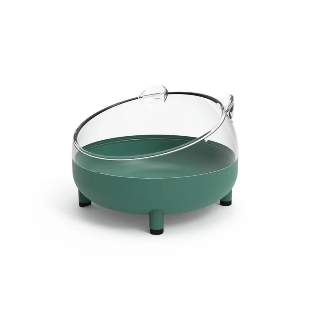 Transparent hamster sand bath box with green base and clear sides