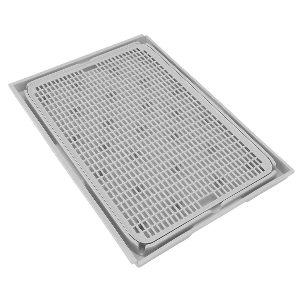 Double-layer cat litter catcher mat, dark gray with raised grid insert