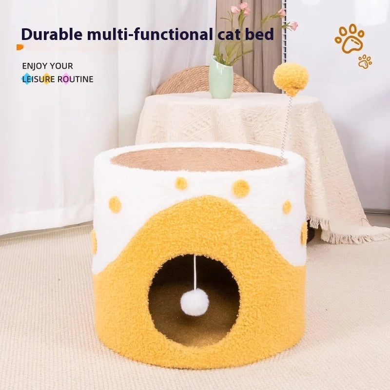 Sisal Barrel Cat Scratcher House - Large Durable Scratch-Proof Pet Toy
