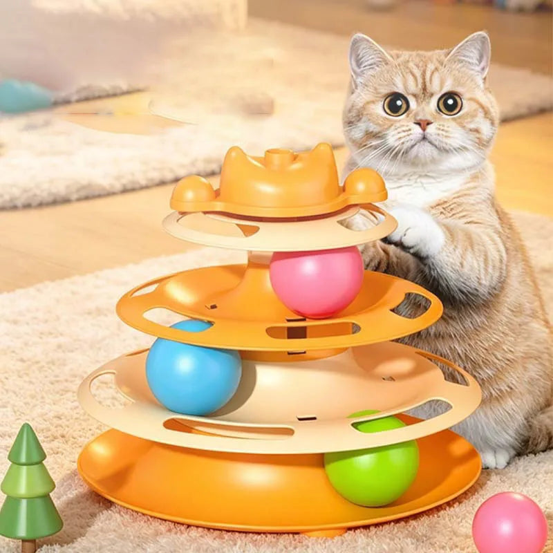 Interactive Cat Turntable Toy Feather Wand | PawJoy USA