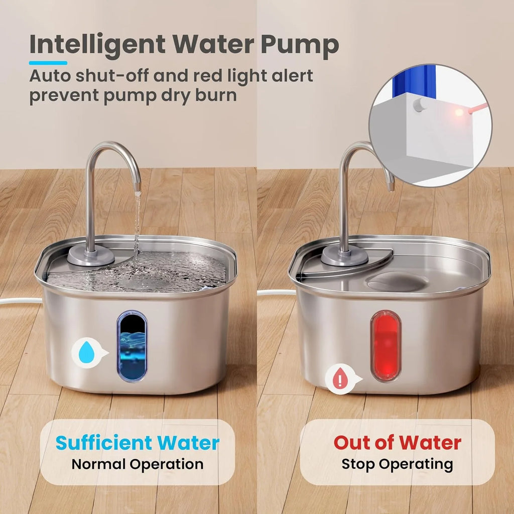 Stainless Steel Pet Water Fountain 3.2L | Hygienic Cat Fountain USA