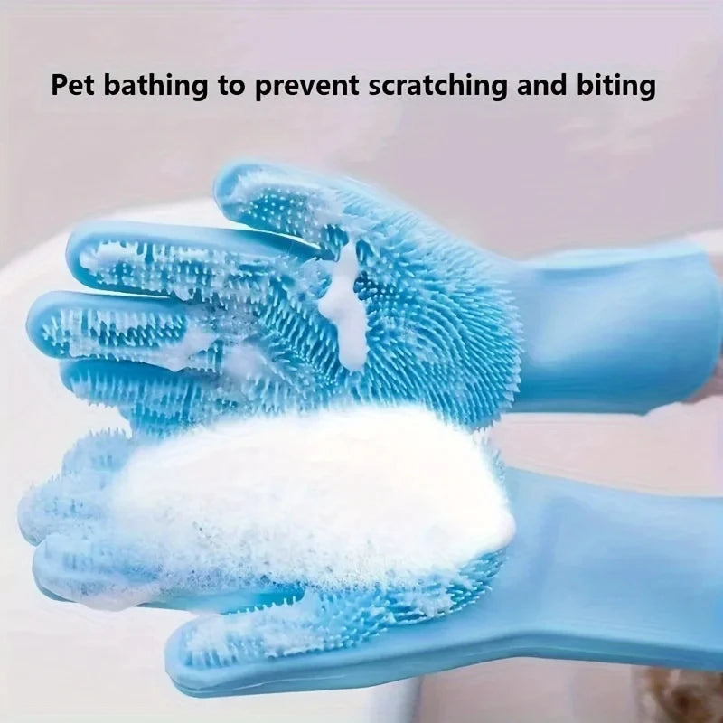 Pet Grooming Cleaning Glove Dog Cat Bathing Shampoo Scrubber