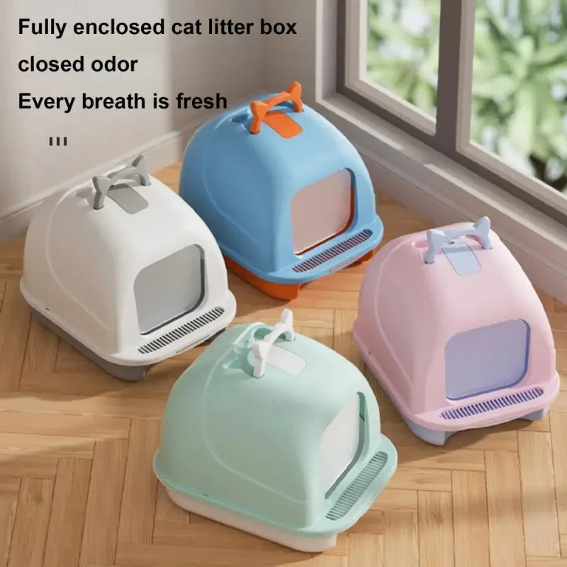 Large Enclosed Cat Litter Box with Lid Kitten Litter Pan