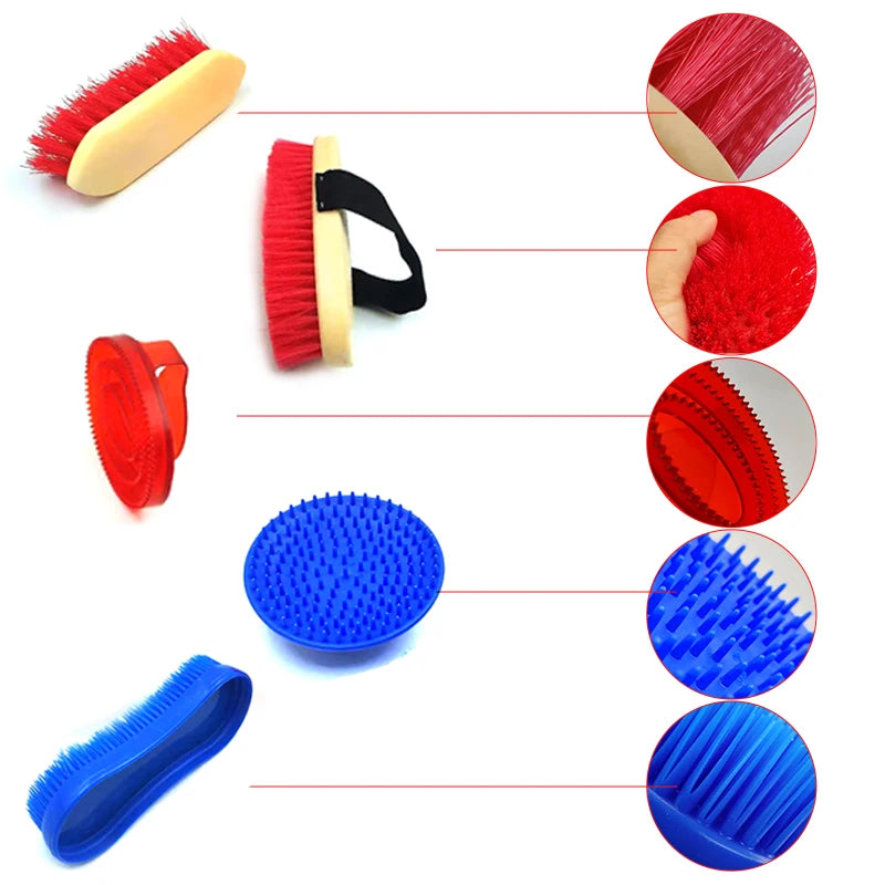 Equestrian Horse Grooming Brush Set, Universal Pet Cleaning Massage Tools for Bathing, Shedding & Care