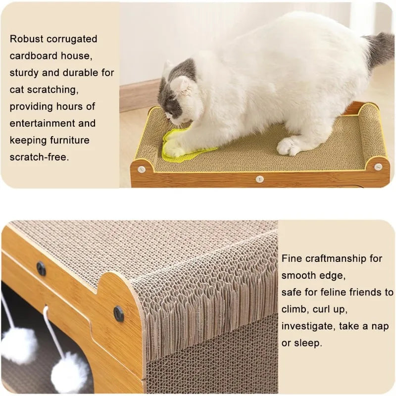 Two-Layer Cat House Bed Scratching Board Eco Friendly Indoor