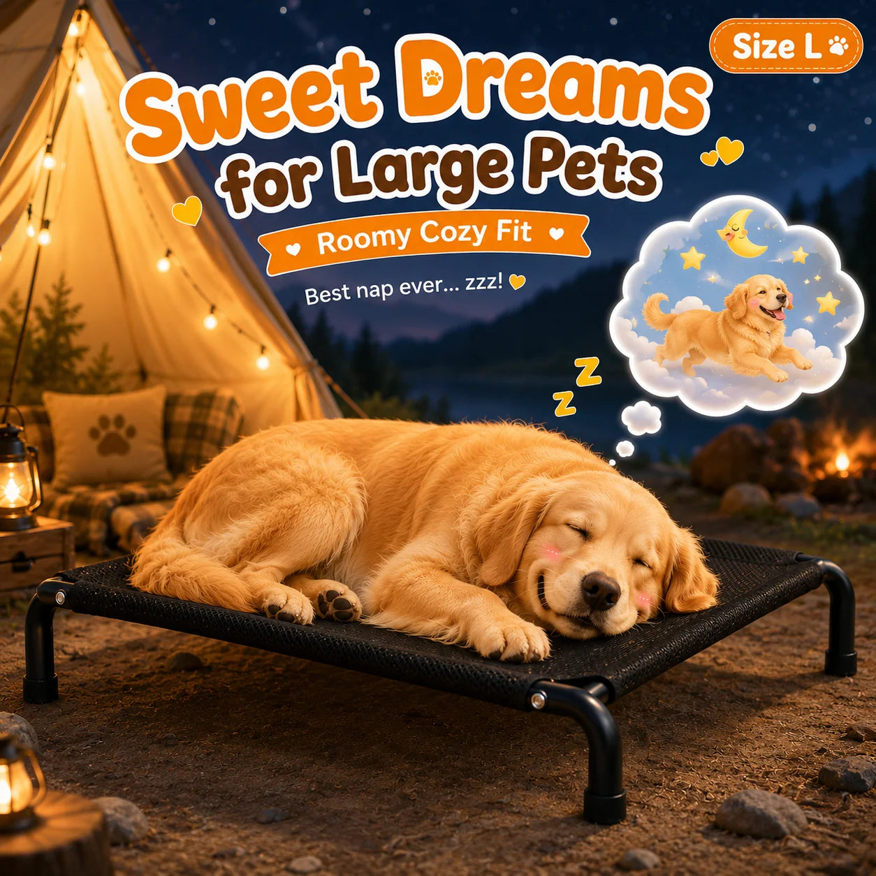 Washable Elevated Breathable Mesh Dog Bed for All Sizes
