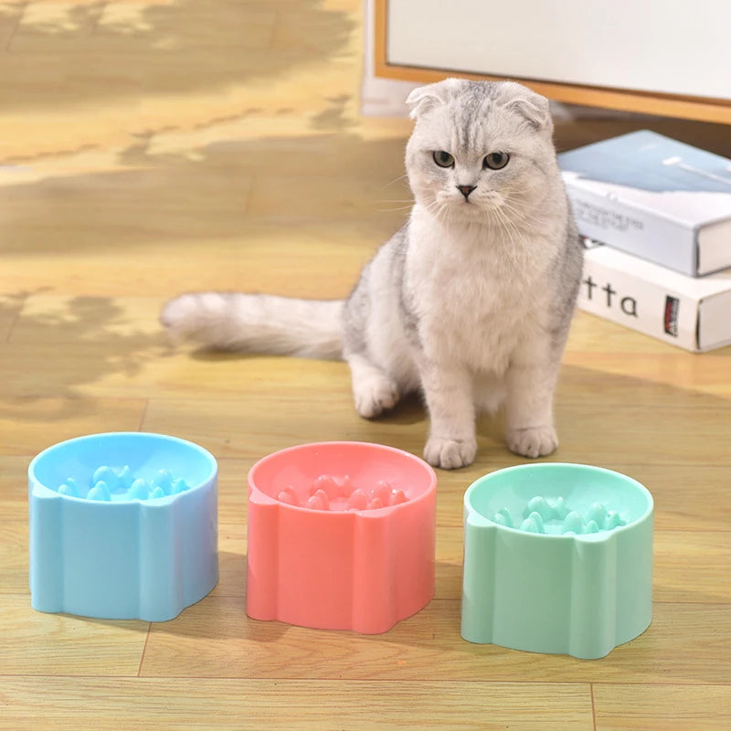 Slow Feeder Pet Bowl with High Feet for Cats & Dogs
