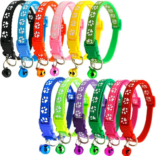 Adjustable Cat Collar Bell Necklace Kitten Puppy Colorful