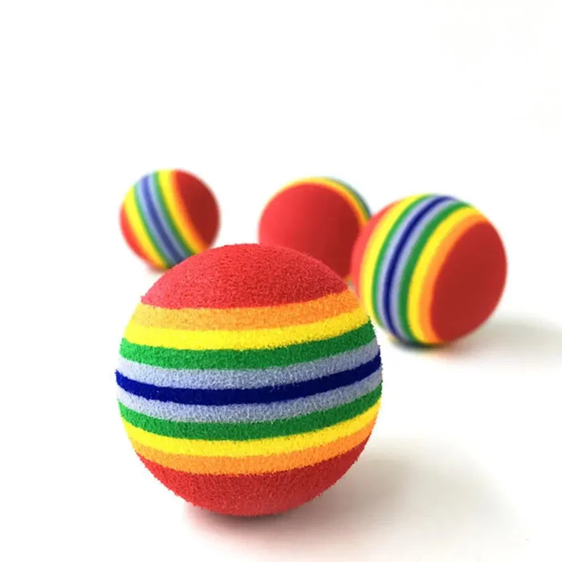 Colorful Rainbow Foam Fetch Ball Soft Chew Toy for Dogs