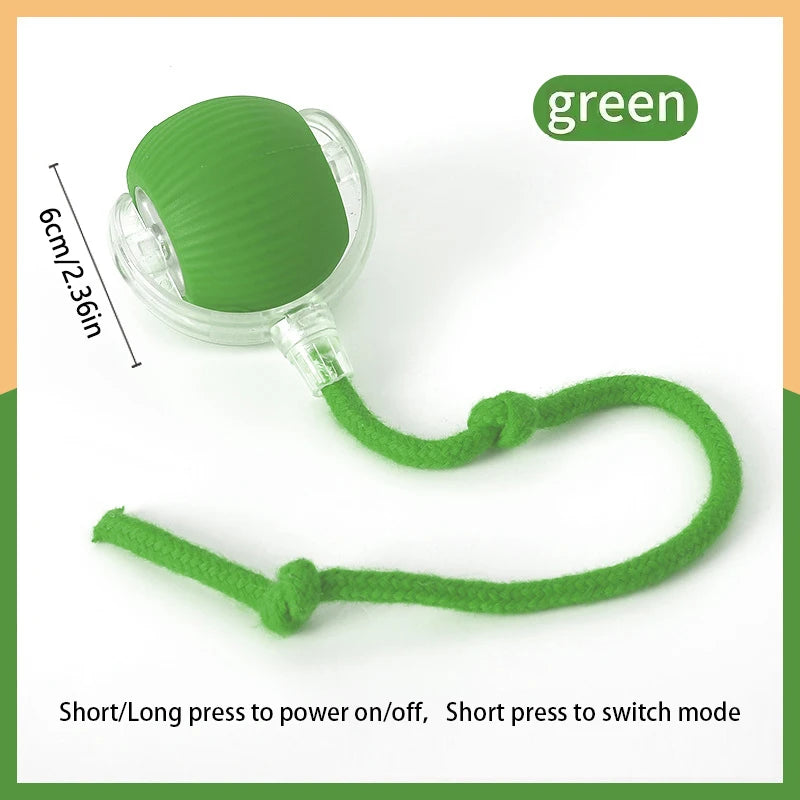 Green rechargeable jump ball toy with clear body and tether cord