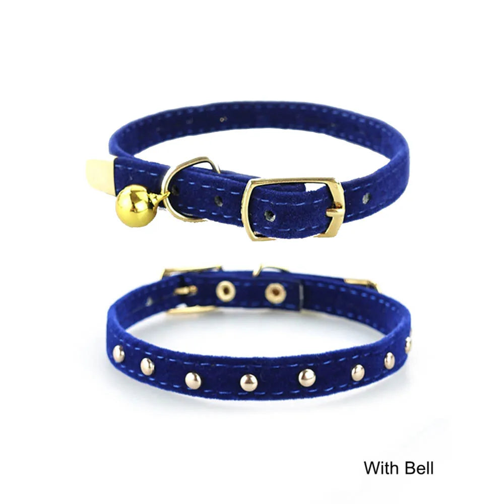 Cat Collar Bell Safety Adjustable Solid Kitten Dog Necklace