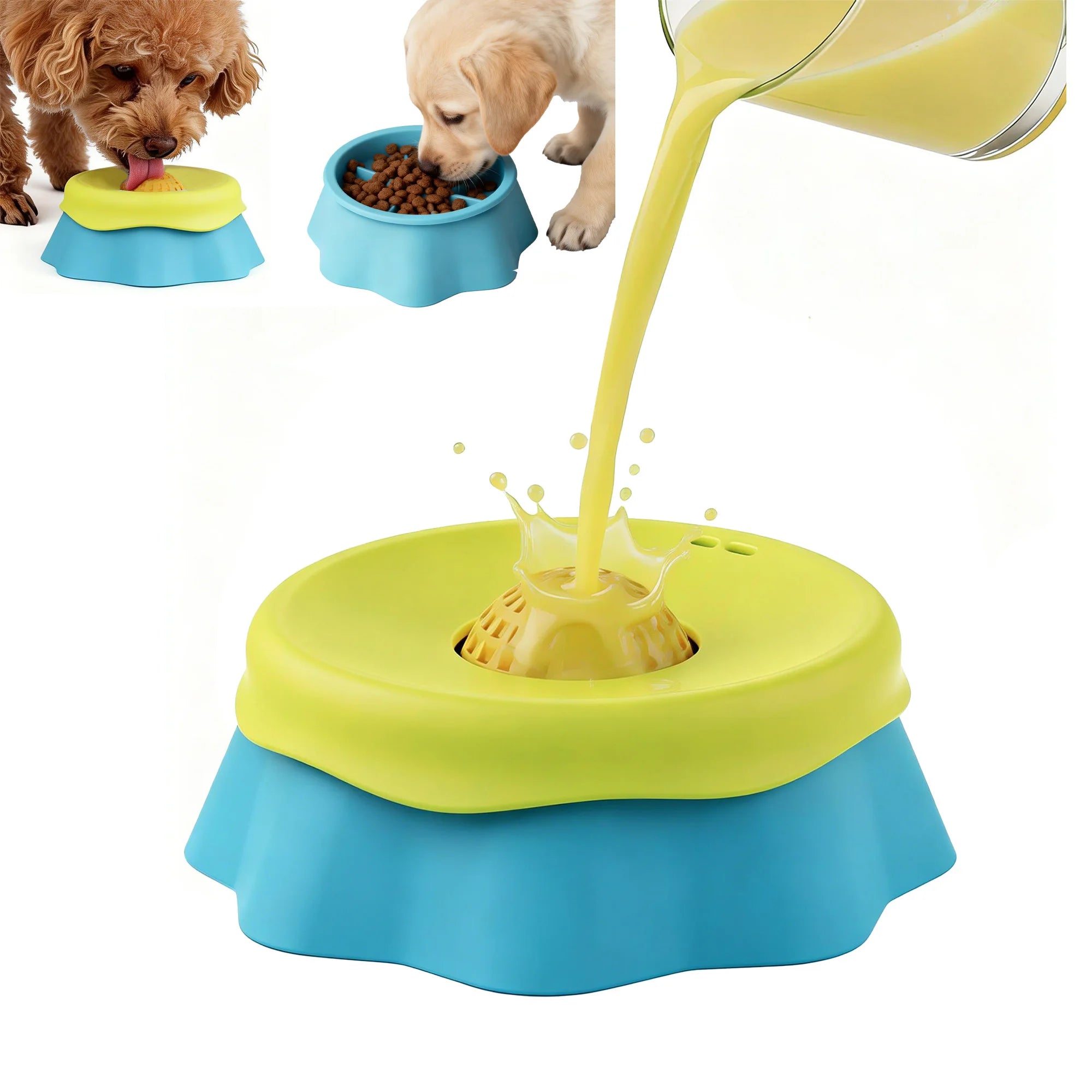 Interactive Lick Bowl Slow Feeder with Rolling Ball for Dogs