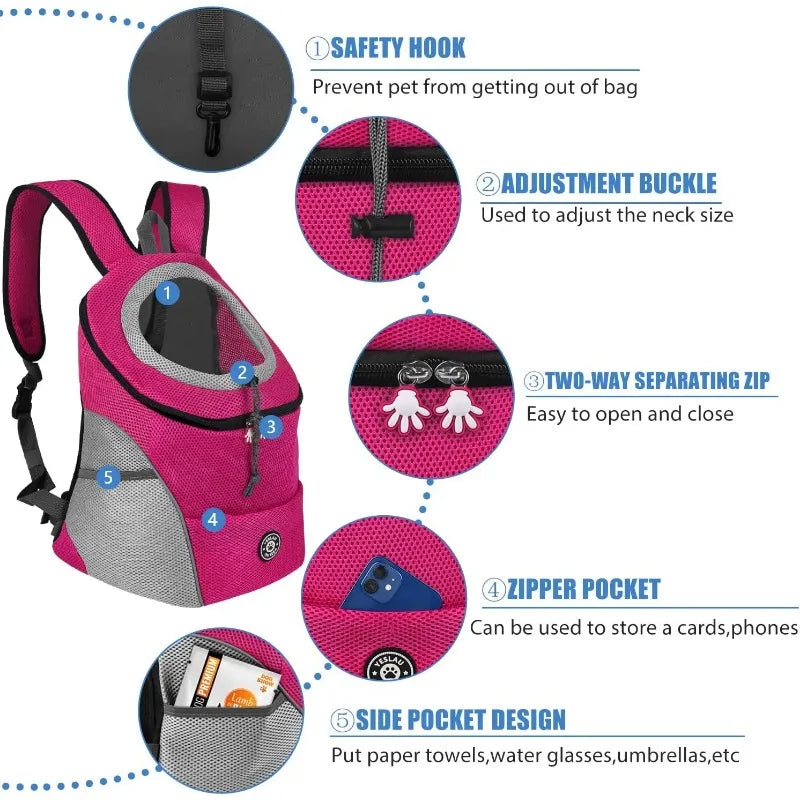Front-Fold Pet Backpack Carrier with Ventilation Mesh