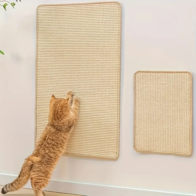 Wall-Mounted Sisal Cat Scratcher Mat - Durable Scratch Pad for Indoor Cats